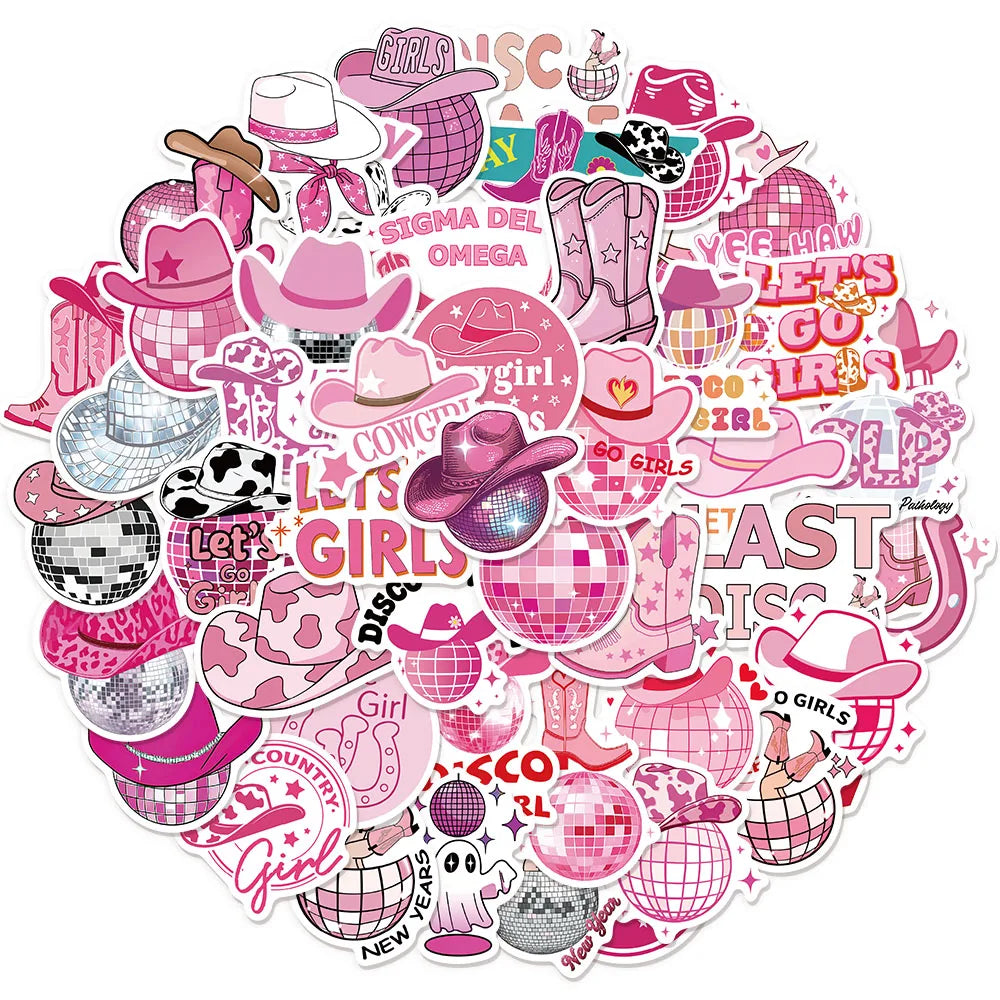 50PCS Disco Cowgirl Creative Decorative Stickers Phone Cases Laptop Cups Speaker Toys Stickers