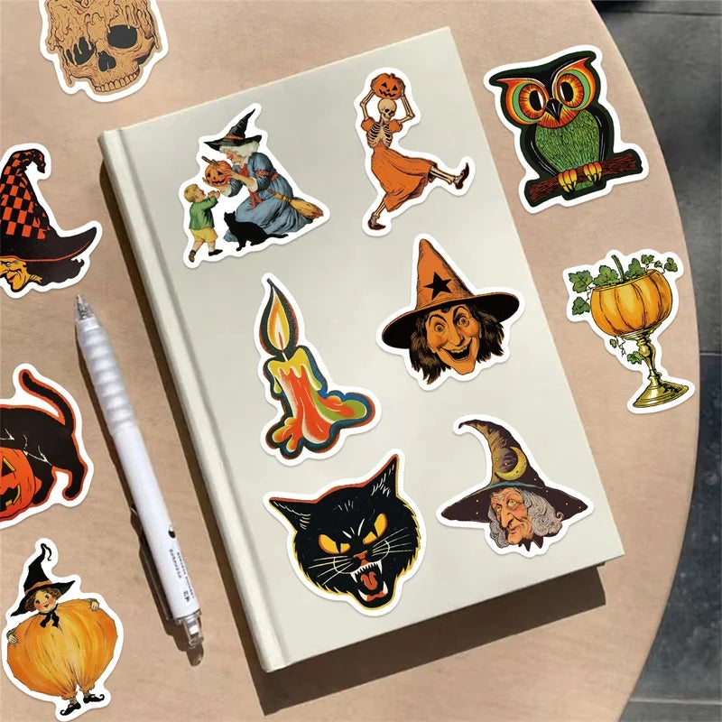 10/30/52PCS Cartoon Halloween Ghost PVC Sticky Sticker Aesthetic DIY Children's Decoration Scrapbooking School Supplies