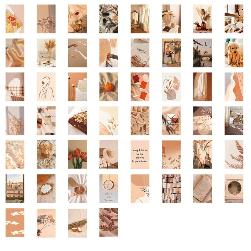 10/30/52PCS Gentle Beige Colorful PVC Sticky Sticker Aesthetic DIY Stationery Decoration Scrapbooking School Supplies for Kids