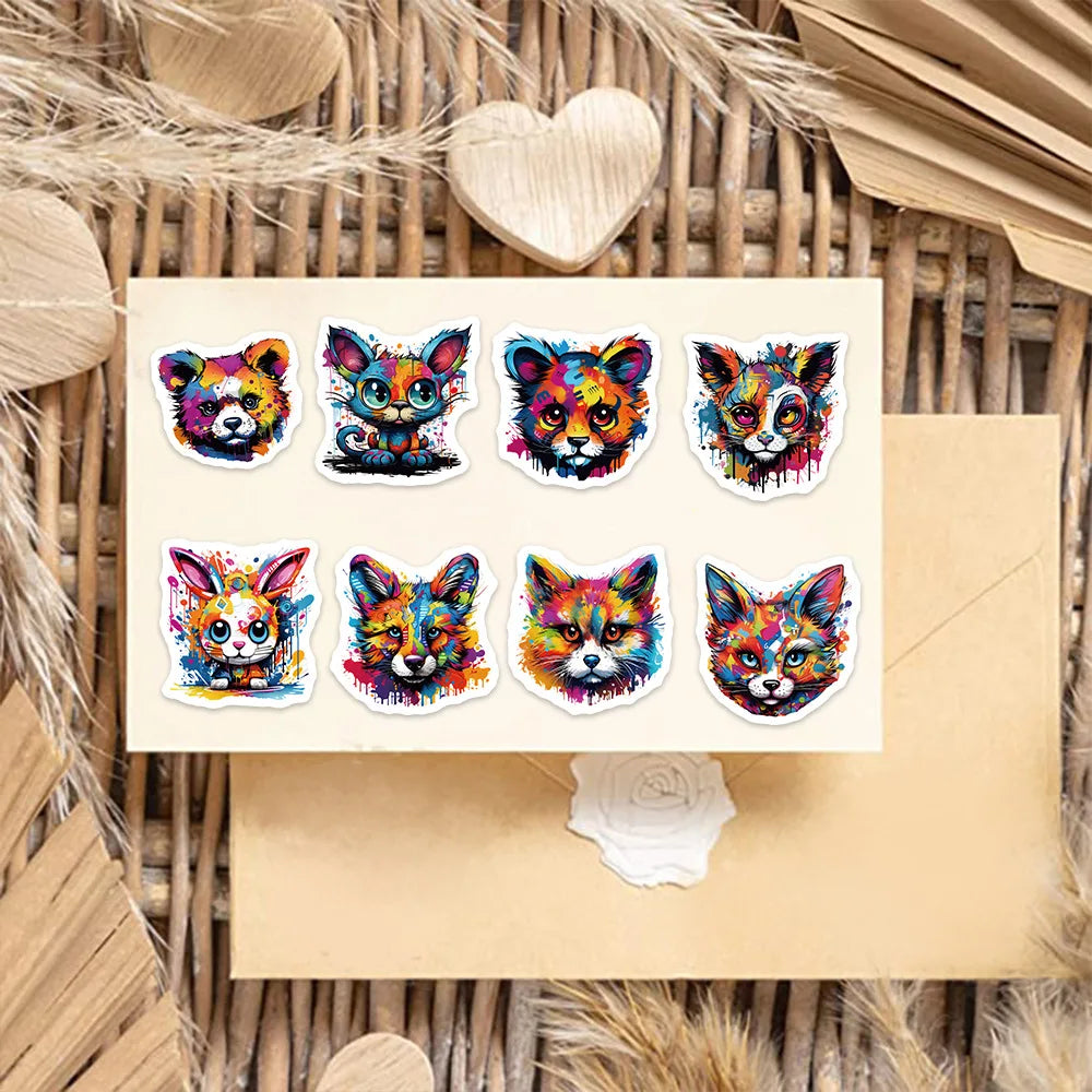 50pcs Cartoon Colorful Animal Aesthetic Graffiti Stickers Luggage Skateboard Laptop Guitar Sticker Decals Skins