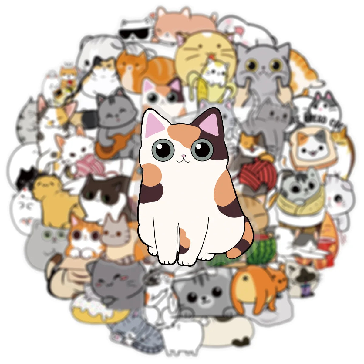 50PCS Transparent PET Cute Cat Stickers, Handbooks Tablets Phone Water Cup Decor PET Stickers