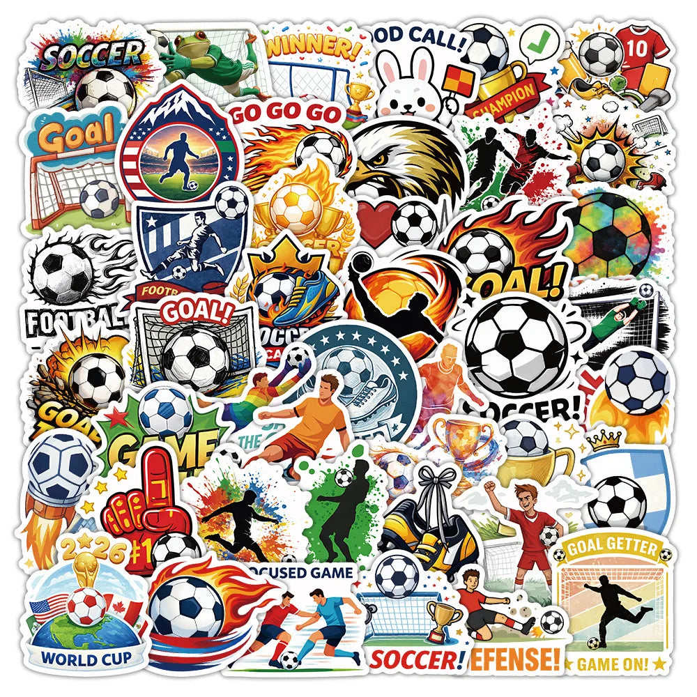 50PCS World Football Stickers, Student Notebook Suitcase Car PVC Waterproof Decorative Art Stickers