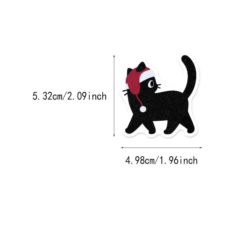 50PCS Cartoon Christmas Black Cat Reward Sticker Pack DIY Brochure Decorative Tablet Laptop Toy Stickers