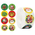 500Pcs/Roll 8 Designs Christmas Theme Elks Santa Claus, Christmas Trees Stickers 2.5cm/1.0'' Beautiful Merry Christmas Decals