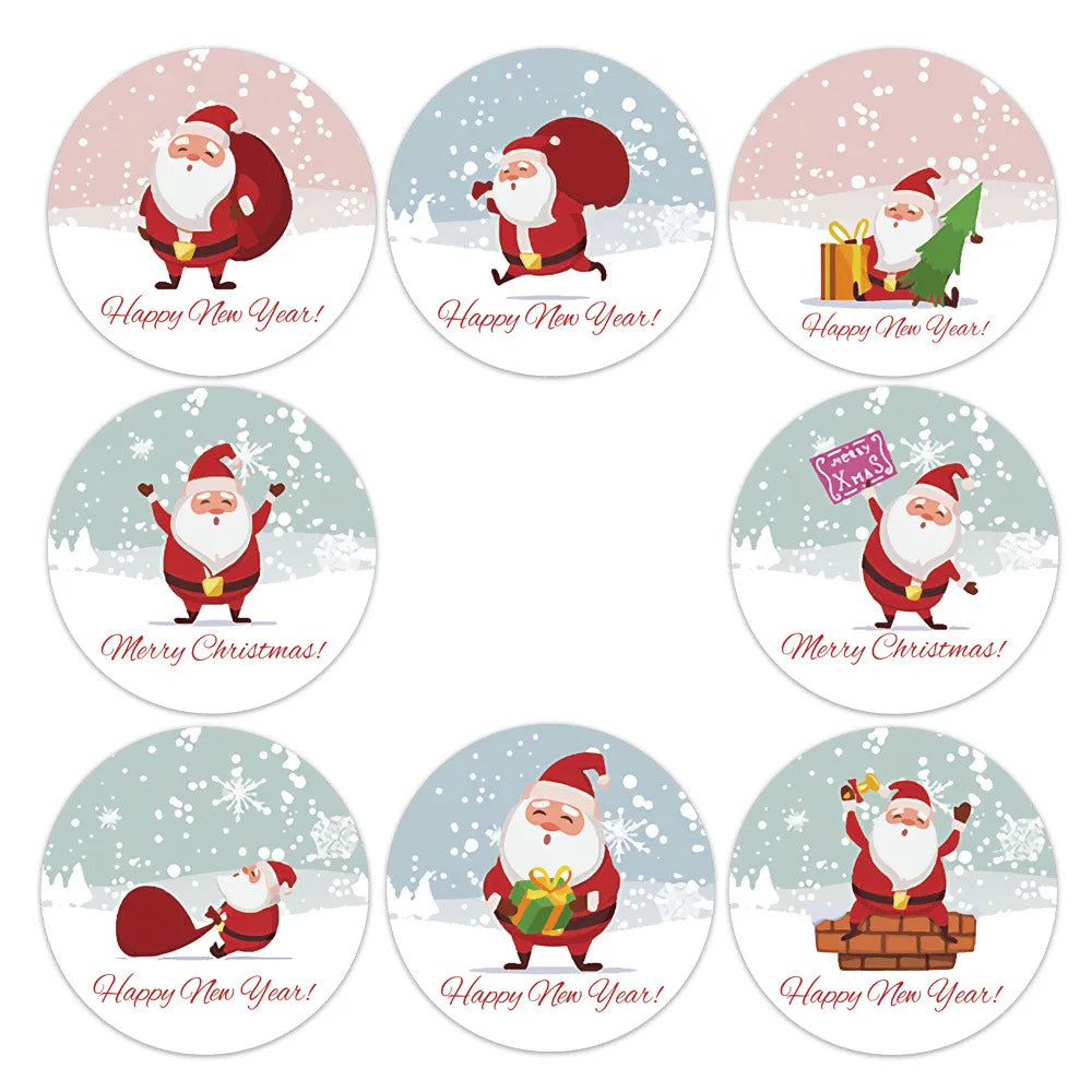 500pcs/roll Merry Christmas Stickers Christmas Theme Seal Labels Stickers For DIY Gift Baking Package Envelope