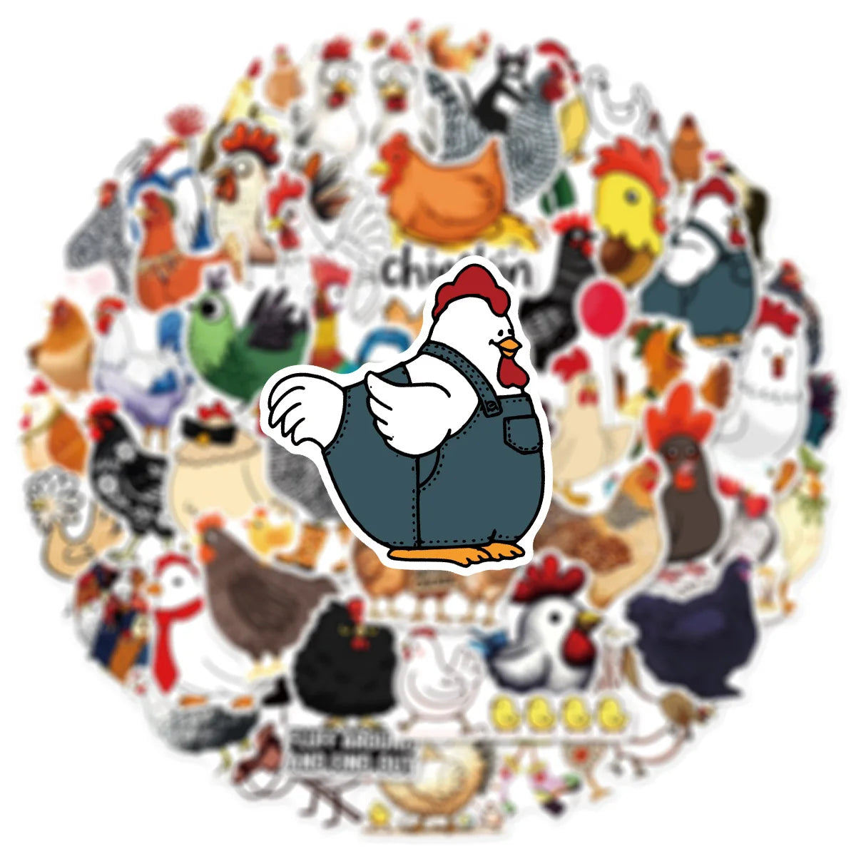 50/100 Pcs Cartoon Funny Hen Rooster No Repeat Doodle Stickers DIY Game for Stationery Box File Holder Phone Vinyl Decals