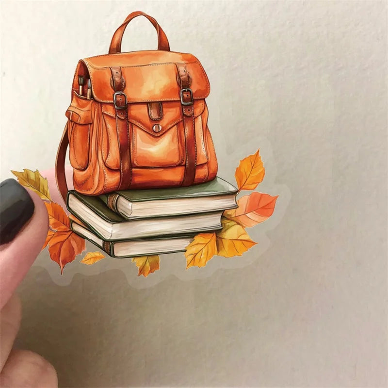 50PCS Kawaii Orange Rose Sticky PVC Sticker Aesthetic Stationery DIY Decoration Scrapbooking Children's Supplies