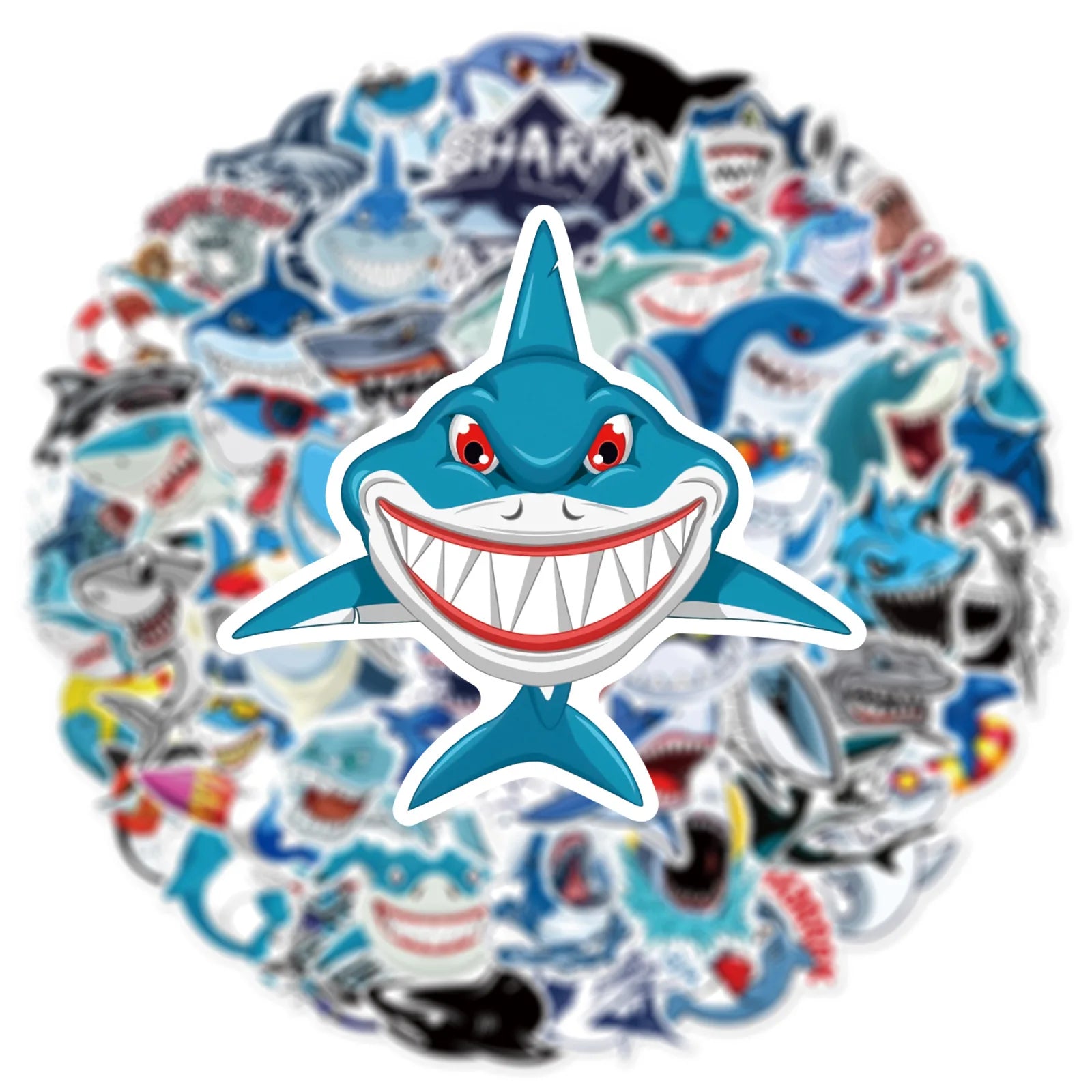 50 sheets Cartoon Shark Graffiti Sticker For Suitcase Skateboard Helmet Toy Phone Case Vinyl Waterproof Sticker