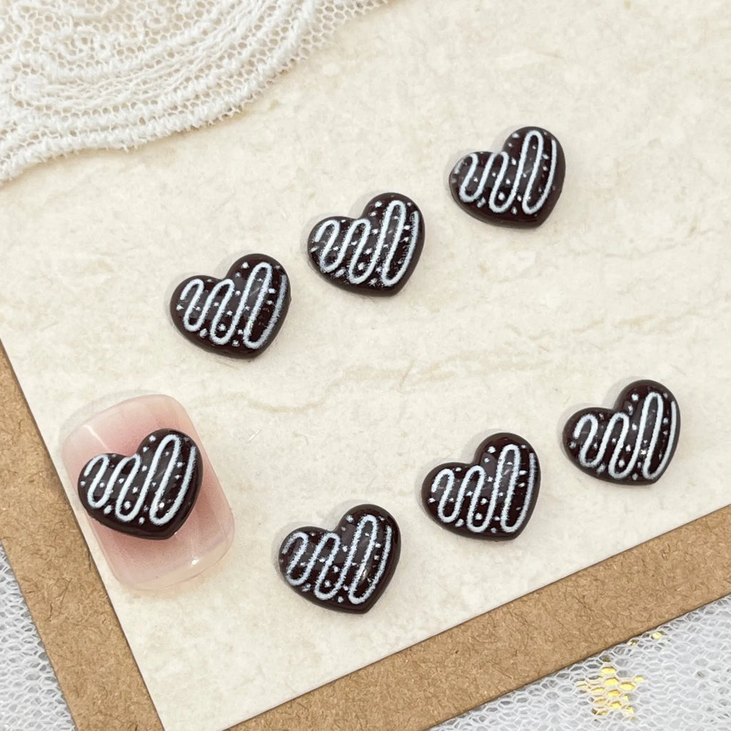 10pc Christmas Chocolate Candy Nail Charms Cute Simulation Series Food Play Cake Nails Accessories DIY Rhiestones Nails Decorati