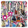 50-Pack Guitar Graffiti Stickers Cartoon Musical Instrument Decorations for Water Bottles Luggage Helmets Stationery Notebooks