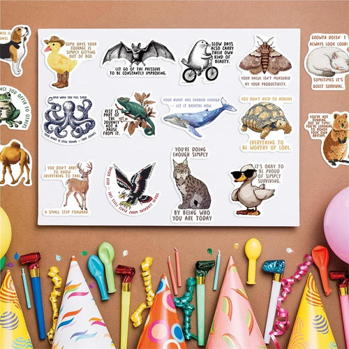 10/30/50PCS Vintage Animal PVC Sticky Stickers Aesthetic DIY Colored Phone Laptop Luggage Skateboard Graffiti Decals