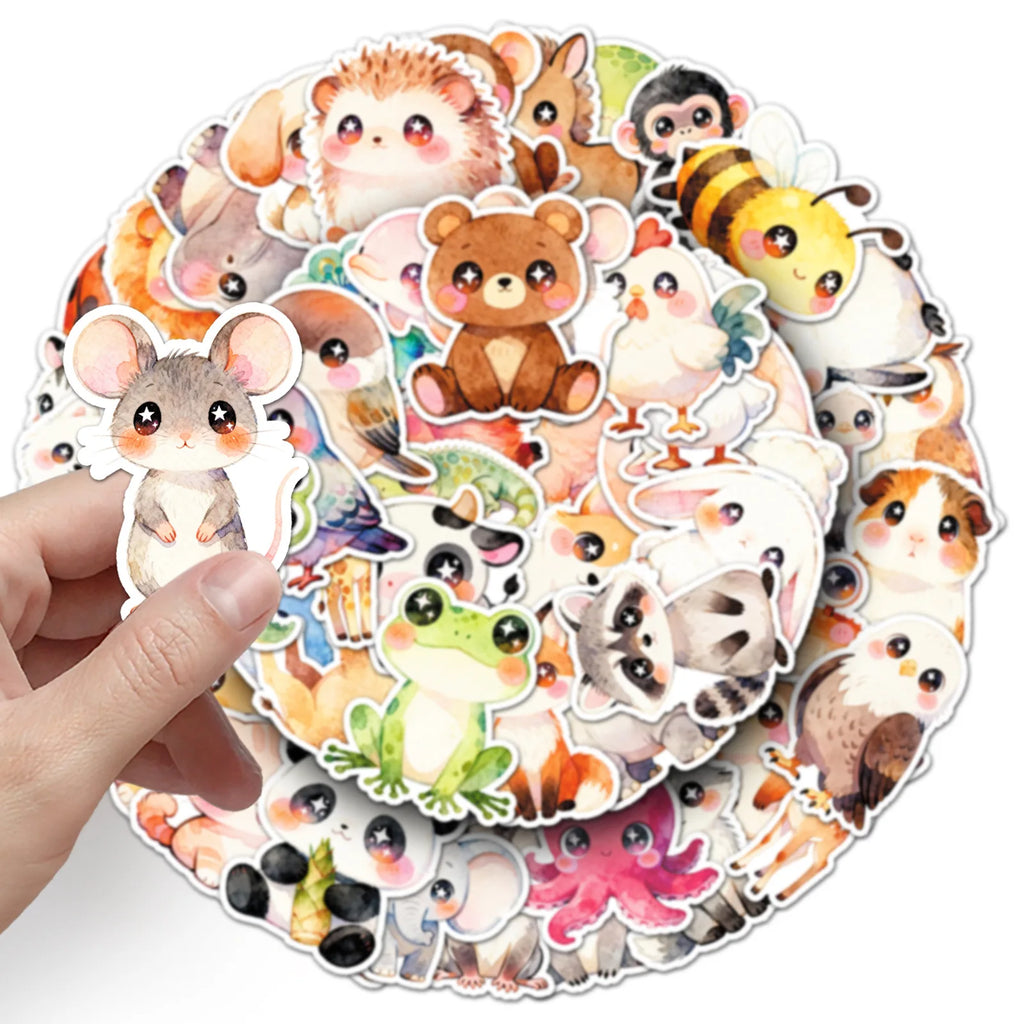 55/110PCS Big Eyes Cartoon Animal Stickers Star Eyes Cute Pet DIY Decoration Notebook Stationery Computer Stickers