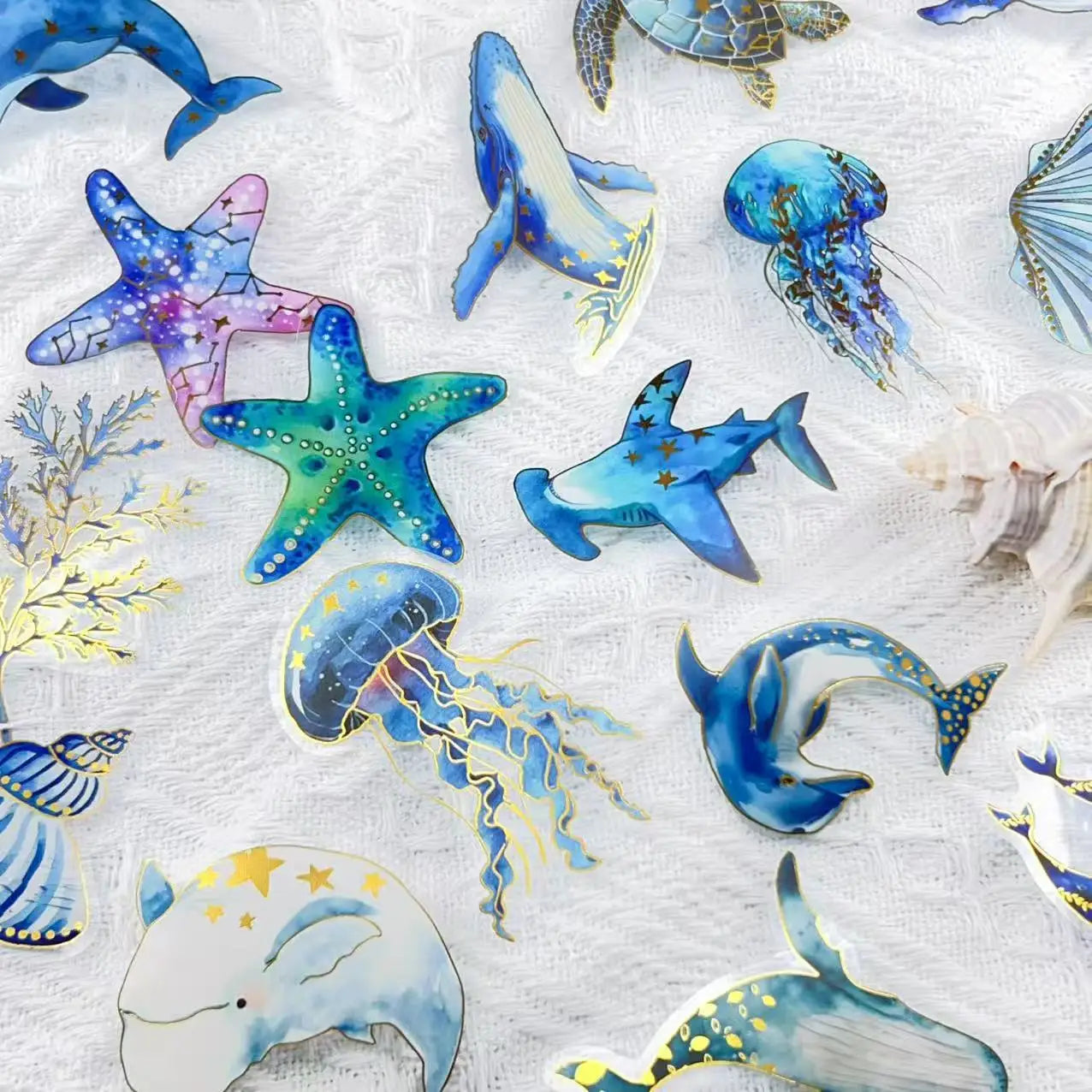 50/100 PCS Cute Cartoon Hot sStamping Underwater Biological Sticker Waterproof Transparent PET Decor Notebook Stationery Sticker