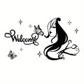 1pc Hairdressers Salon Wall Decal Beauty Salon Wall Sticker Welcome Creative Vinyl Art Mural for Scissors Barber Shop Decor