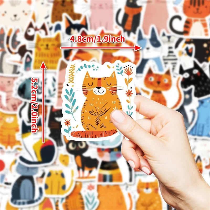 10/30/50PCS Cartoon Japanese Cat PVC Sticky Sticker Aesthetic Stationery DIY Decoration Scrapbooking School Supplies for Kids