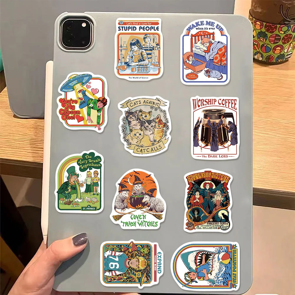 50PCS Creative Humorous Retro Cartoon Decorative Graffiti Stickers DIY Handmade Luggage Skateboard Water Cup Computer Stickers