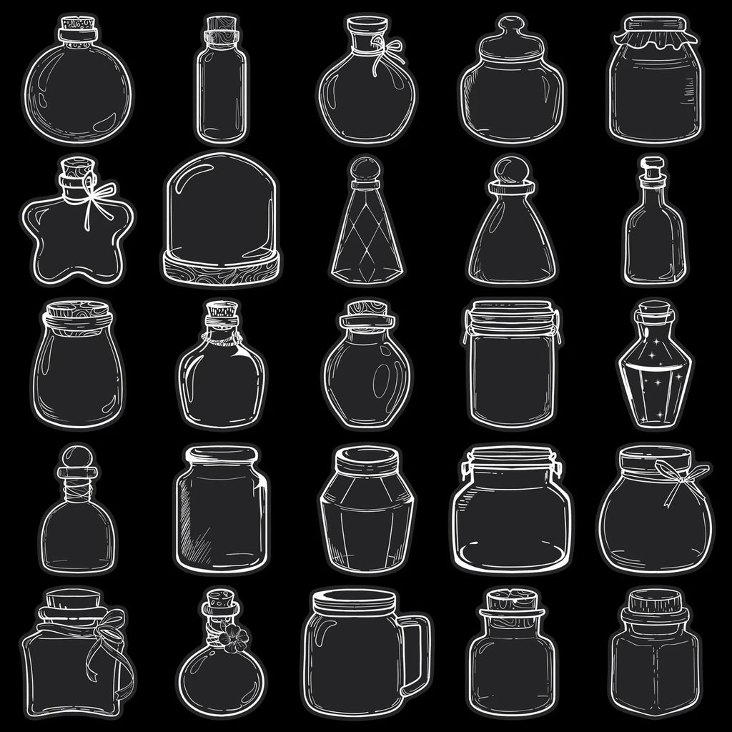 50/100PCS Transparent Wish Bottle Sticker Cartoon Bottle PET Miniature Waterproof Decoration DIY Water Bottles Sticker