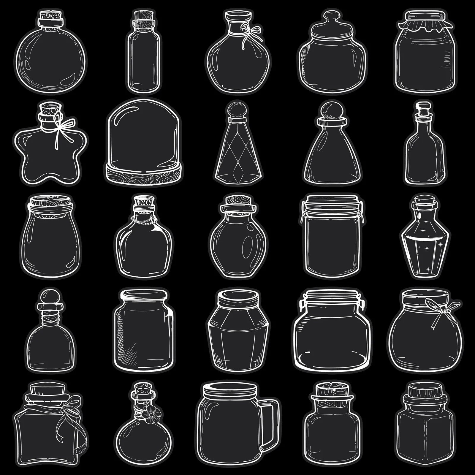 50/100PCS Transparent Wish Bottle Sticker Cartoon Bottle PET Miniature Waterproof Decoration DIY Water Bottles Sticker