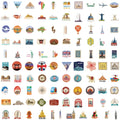 100Pcs World Famous Travel Landmark Doodle Stickers, Stationery Notebook Phone Guitar Fridge Luggage Waterproof Decals Stickers