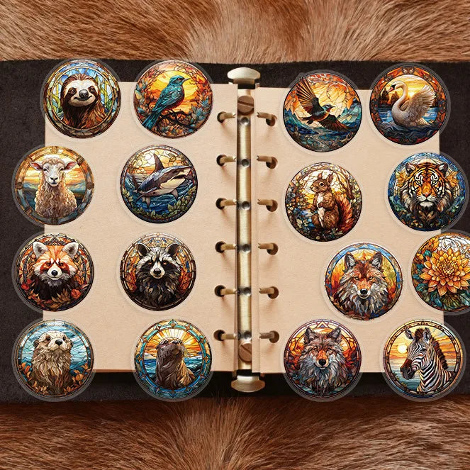 50Pcs transparent cartoon colored glass ball animal sticker bag waterproof PET hand account decoration guitar laptop