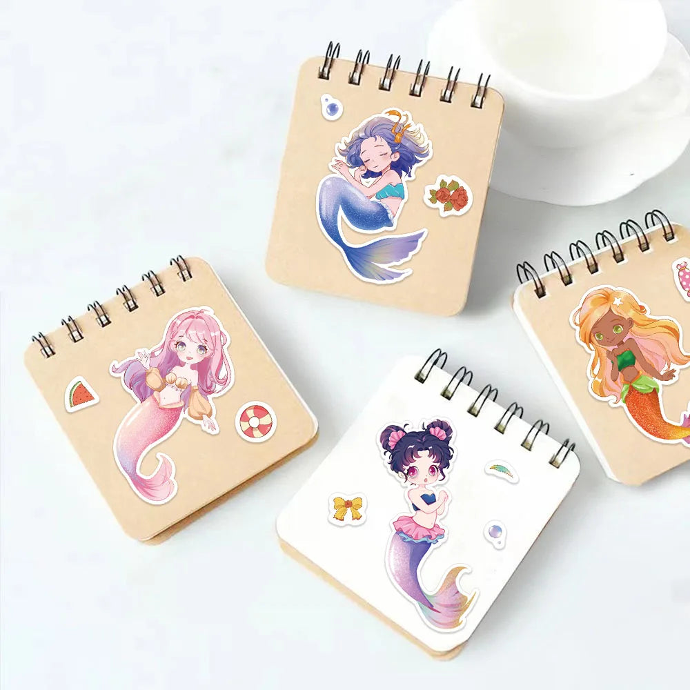 8PCS Cute Mermaid Cartoon Collage Stickers Set DIY Brochure Decorative Notebook Tablet Toy Stickers