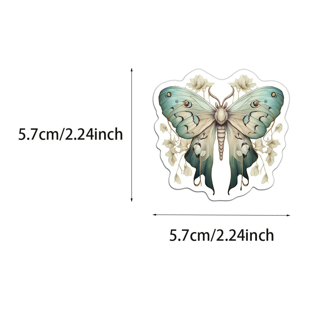 50PCS Colorful Moth Cartoon Stickers DIY Phone Cases Laptop Refrigerator Stickers Desktop Stickers Waterproof Stickers