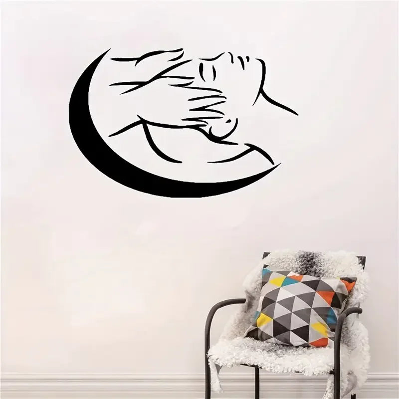 A Modern Vinyl Wall Decal for Head Massage - a Relaxing Silhouette Sticker for Tranquil Salon And Spa Decor, Easy to Apply