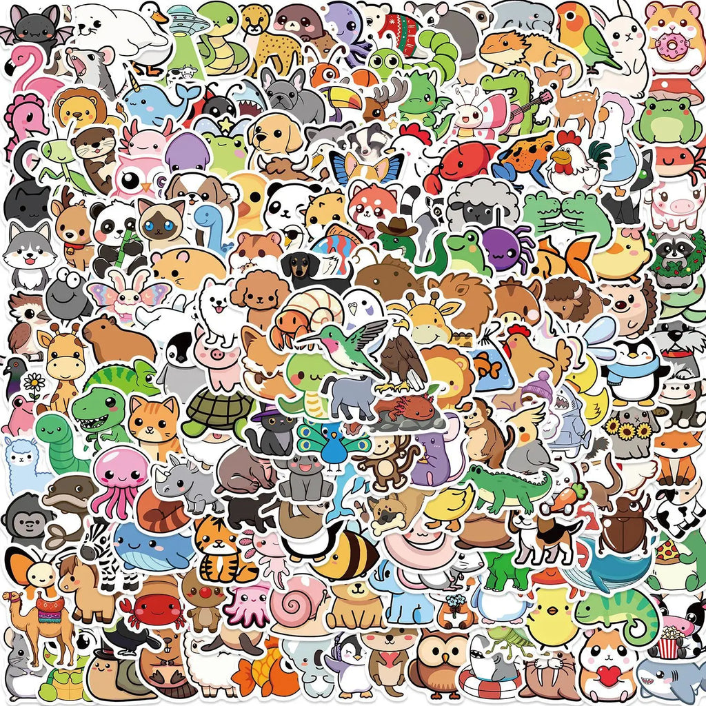 200PCS Small Size Cute Cartoon Animal Graffiti Stickers For DIY Decor Children Notebook Luggage DIY Waterproof Stationary