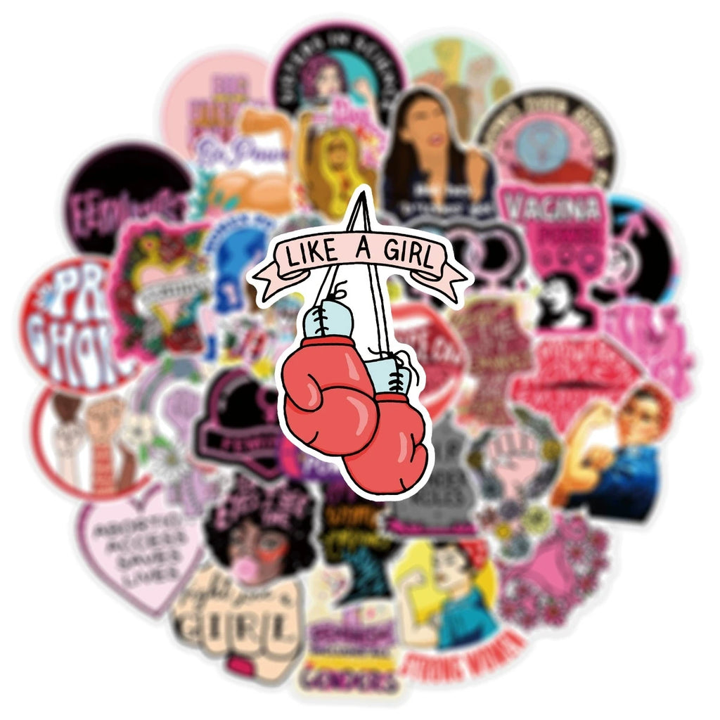 50/100PCS Women Theme Doodle Stickers, Unique Waterproof Decals for Notebook Helmet Fridge Phone Case Decor