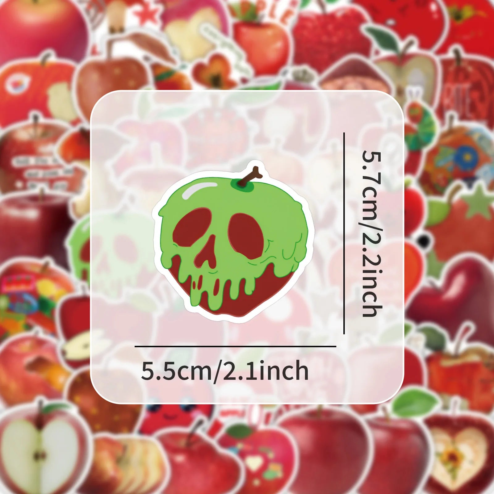 50-Pack Cartoon Apple Stickers for Office Supplies Notebook Luggage Helmet Fridge Decorative Decals