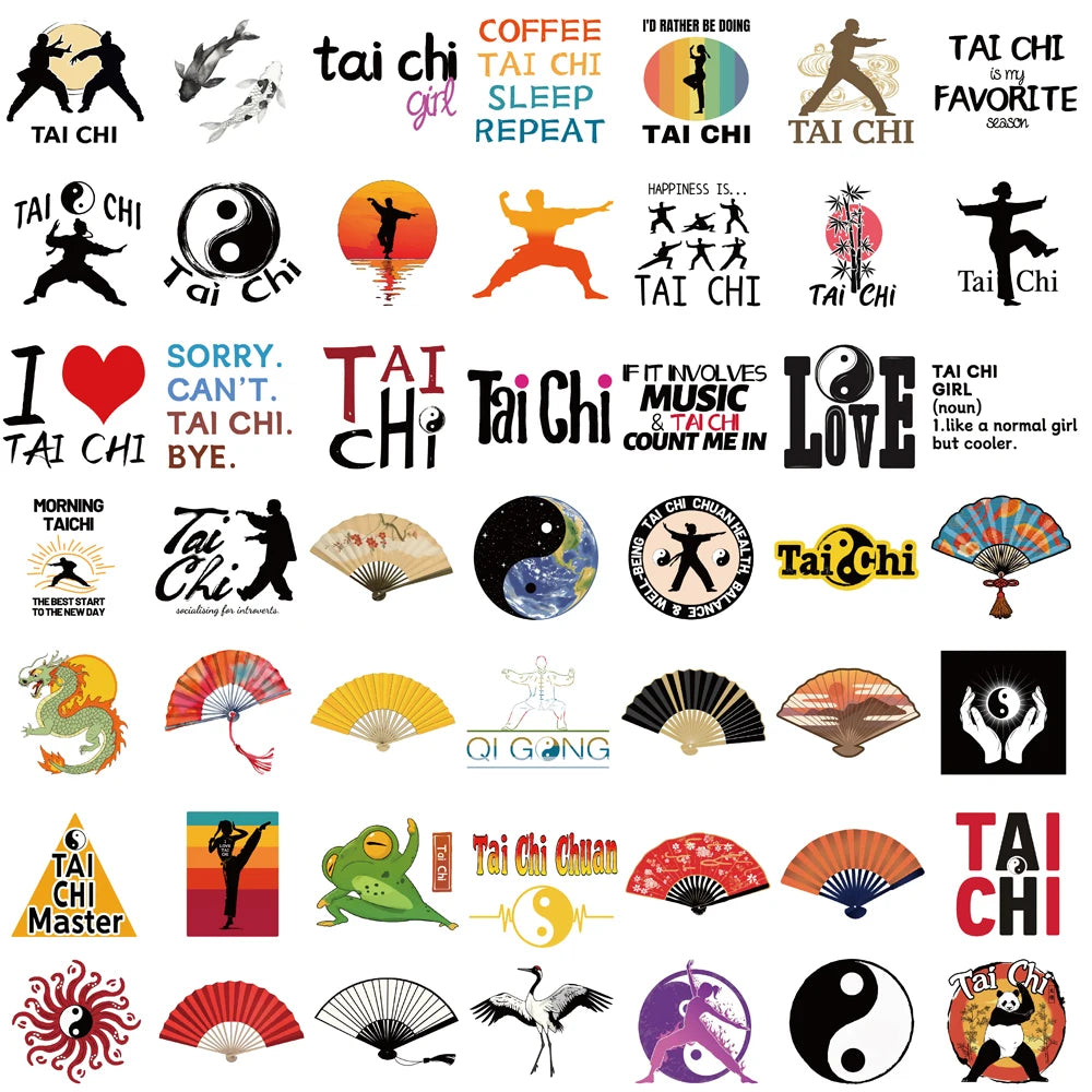 50PCS Tai Chi Culture Stickers Harajuku Waterproof Guitar Motorcycle Bicycle Car Cartoon Retro Decoration Guitar Gift Sticker