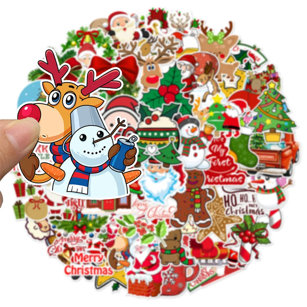 50PCS Christmas Series 2 Holiday Decoration Graffiti Stickers DIY Phone Case Laptop Tablet Toy Stickers