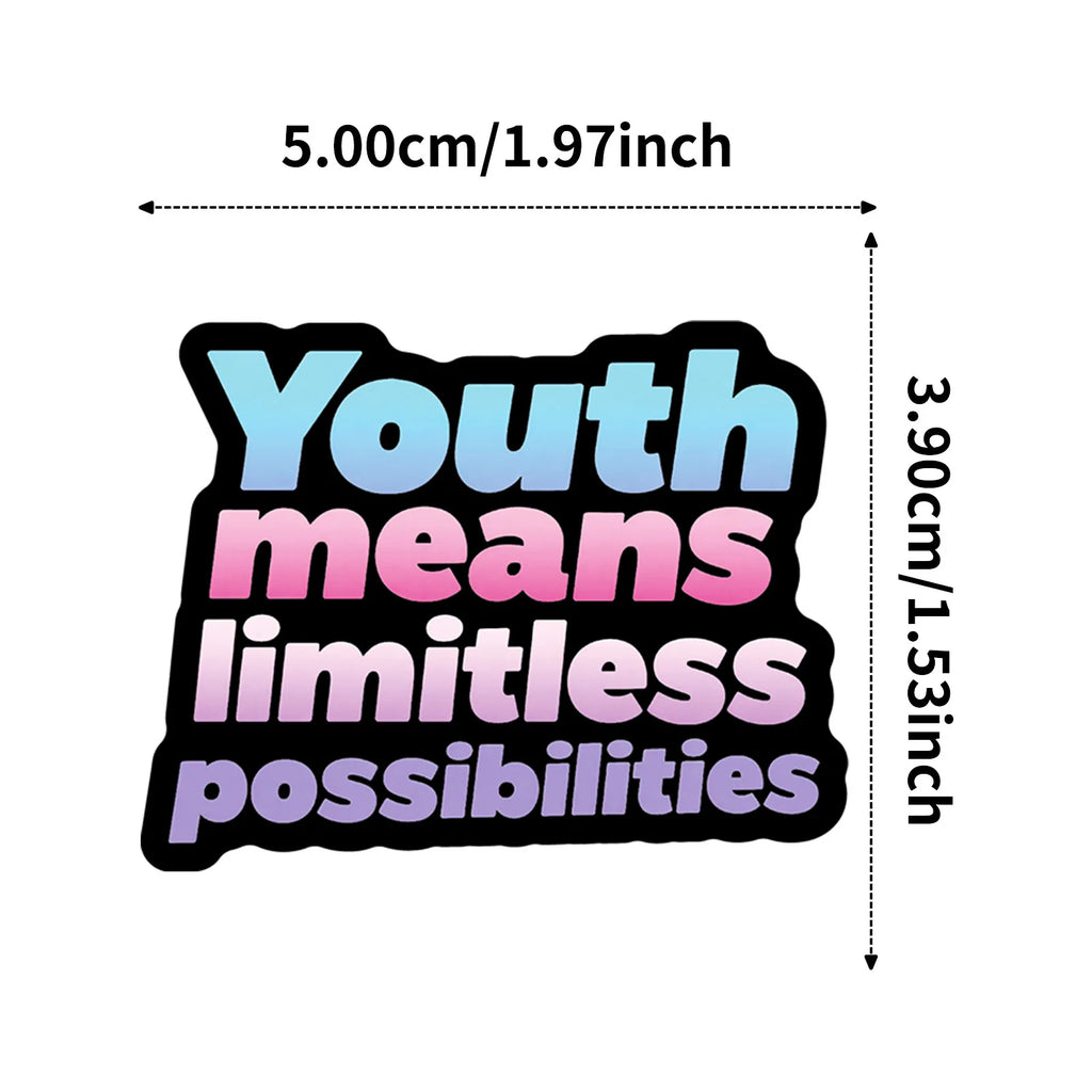 56PCS Dark Text Graffiti Stickers Inspirational Positive Energy Black Background Text Stickers Creative Stationary Stickers