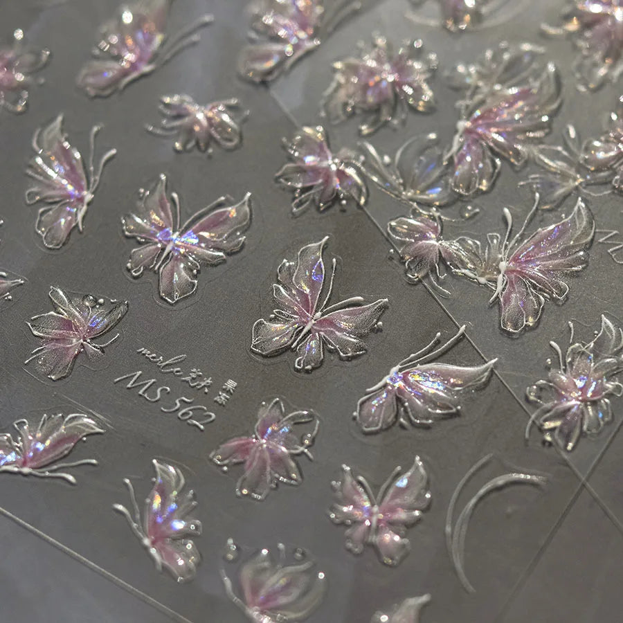 1pcs Cute 5D Jelly Nail Stickers Dessert Fruit Cherry Pink Claw Print Bowknot Love Nail Art Sticker Adhesive Manicure Decals DIY