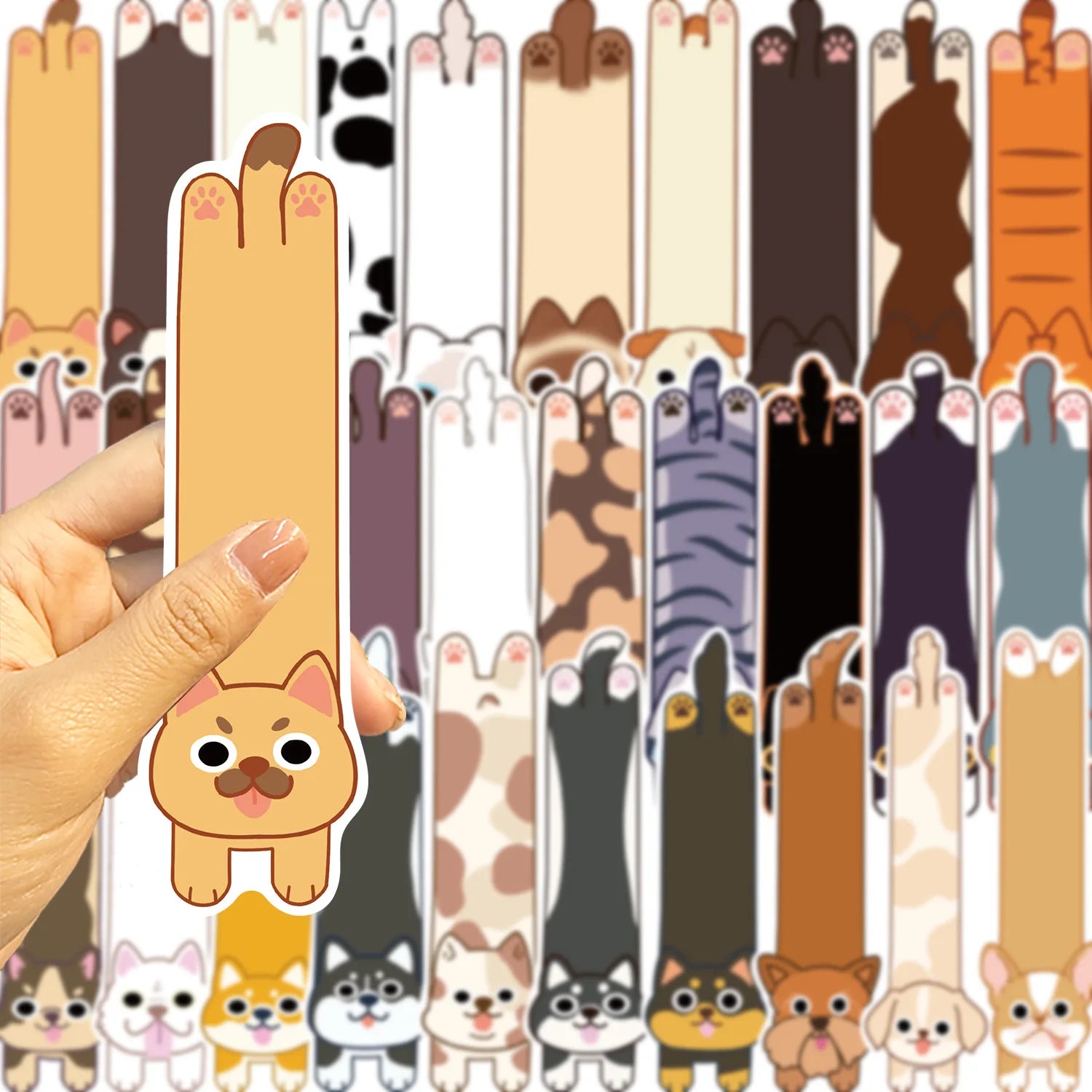 30Pcs Cartoon Cat and Dog Series Simple Handheld Art Creative Material Ins Reading Paper Bookmark DIY