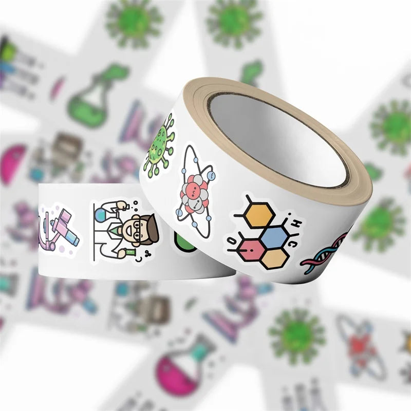 500PCS Cartoon Chemical Experiment Sticky Paper Sticker Labels Thank You Sticker Sealing DIY Decoration Scrapbooking Supplies