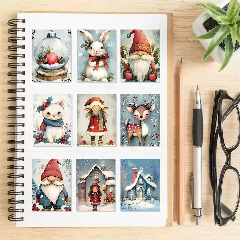 50PCS Winter Christmas Cute Snowy Creative Decoration DIY Phone Case Luggage Tablet Puzzle Toy Stickers