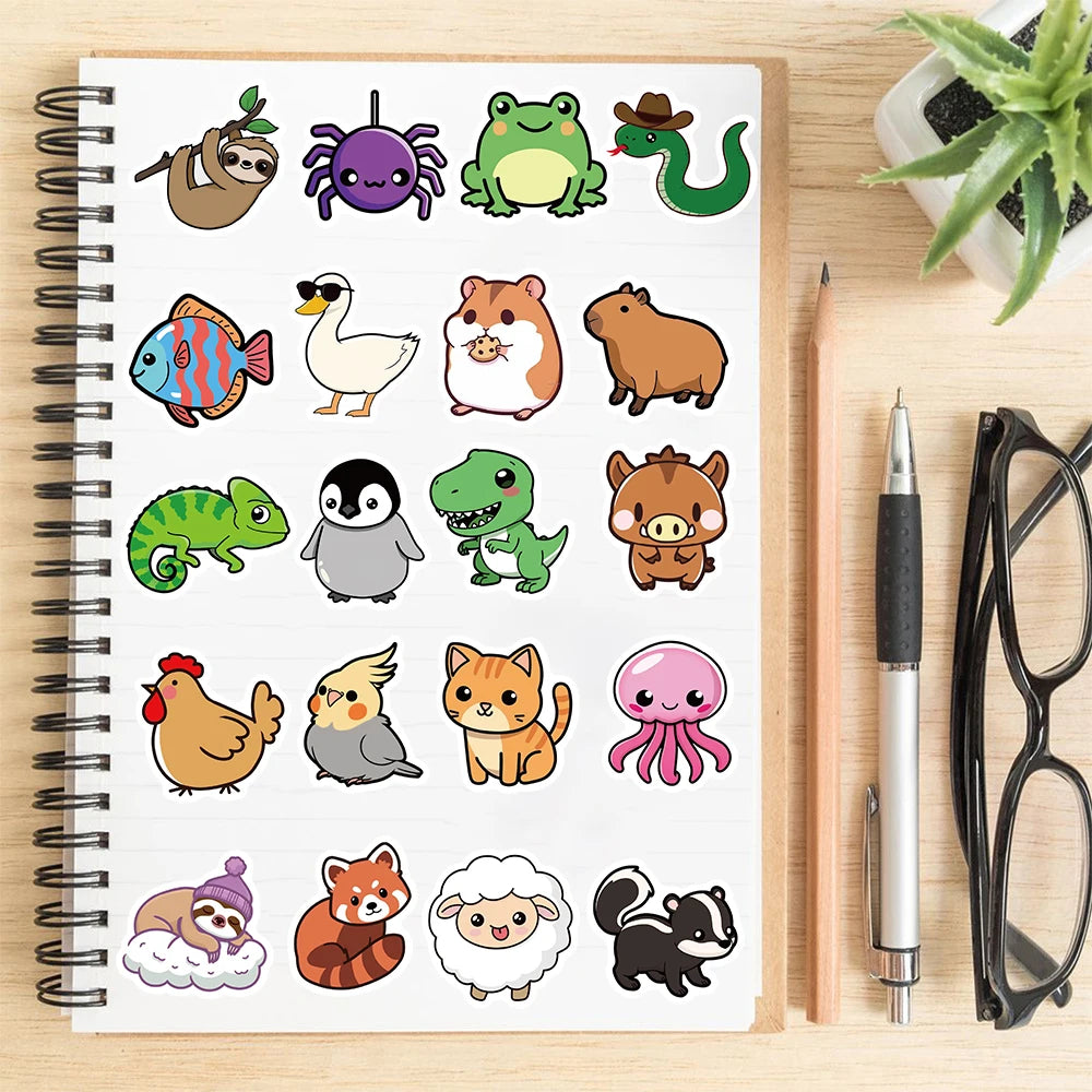 100/200PCS Animal 2 Sticker Notebook Retro Cartoon Guitar Laptop Suitcase Luggage Notebook More Waterproof Landscape Sticker ﻿