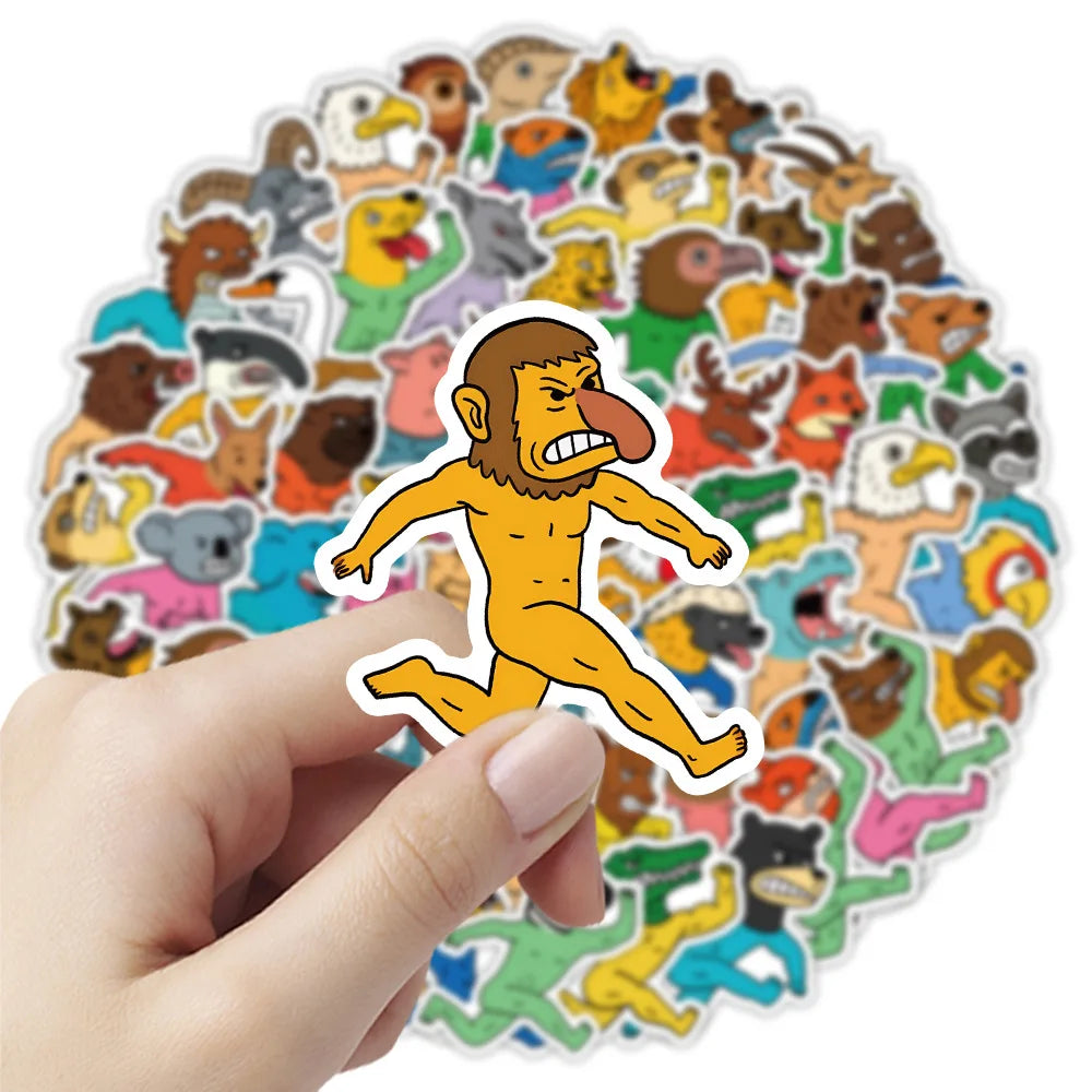 50/100PCS Animal Freak Sticker Animal Race Running Creative Water Cup Computer Decoration Stickers