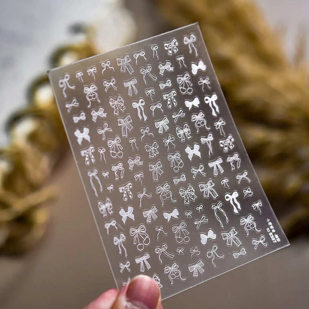 Lace Diary Nail Charms Stickers 3D Thin and Tough Nail Art Sticker Delicate Bowknot DIY Self Adhesive Manicure Decoration Decals