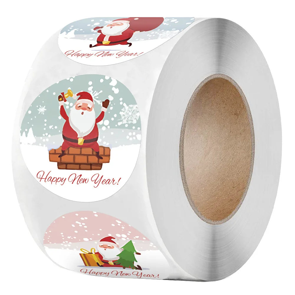500pcs/roll Merry Christmas Stickers Christmas Theme Seal Labels Stickers For DIY Gift Baking Package Envelope