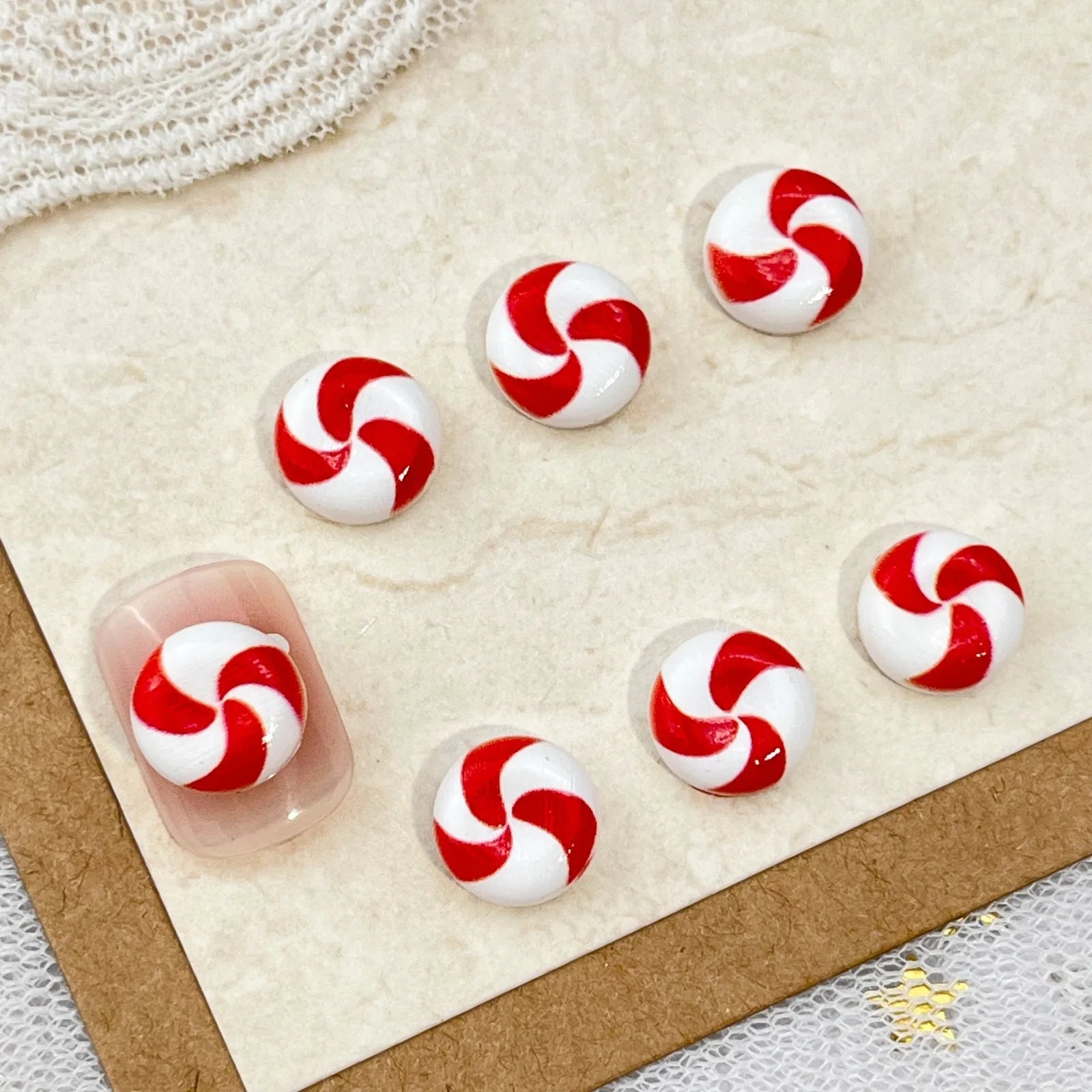 10pc Christmas Chocolate Candy Nail Charms Cute Simulation Series Food Play Cake Nails Accessories DIY Rhiestones Nails Decorati