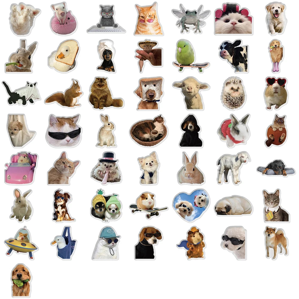 50PCS Transparent Fun Pattern Stickers for Pets Sticker Nostalgia Modern Coffee Bicycle PVC Skateboard Art Picture Stickers ﻿