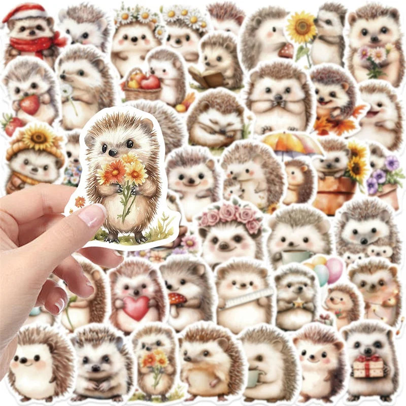 10/30/50PCS Kawaii Simple Hedgehog PVC Sticky Stickers Aesthetic DIY Colored Phone Laptop Luggage Skateboard Graffiti Decals