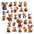 30Pcs/Set Irregular Christmas Lovable Animal Waterproof Stickers Reusable/No Residue DlY Craft Decor Festival Scrapbooking Label