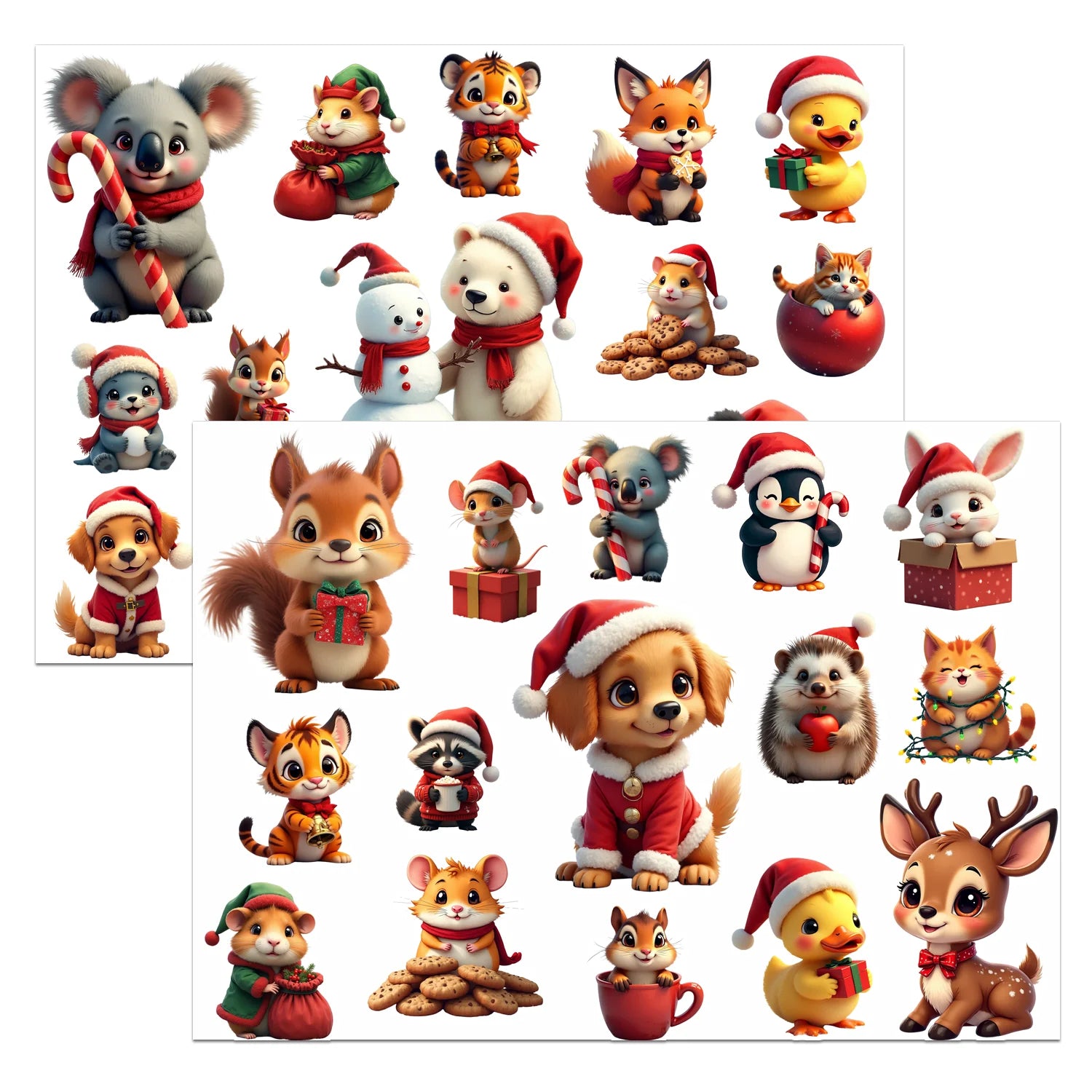 30Pcs/Set Irregular Christmas Lovable Animal Waterproof Stickers Reusable/No Residue DlY Craft Decor Festival Scrapbooking Label
