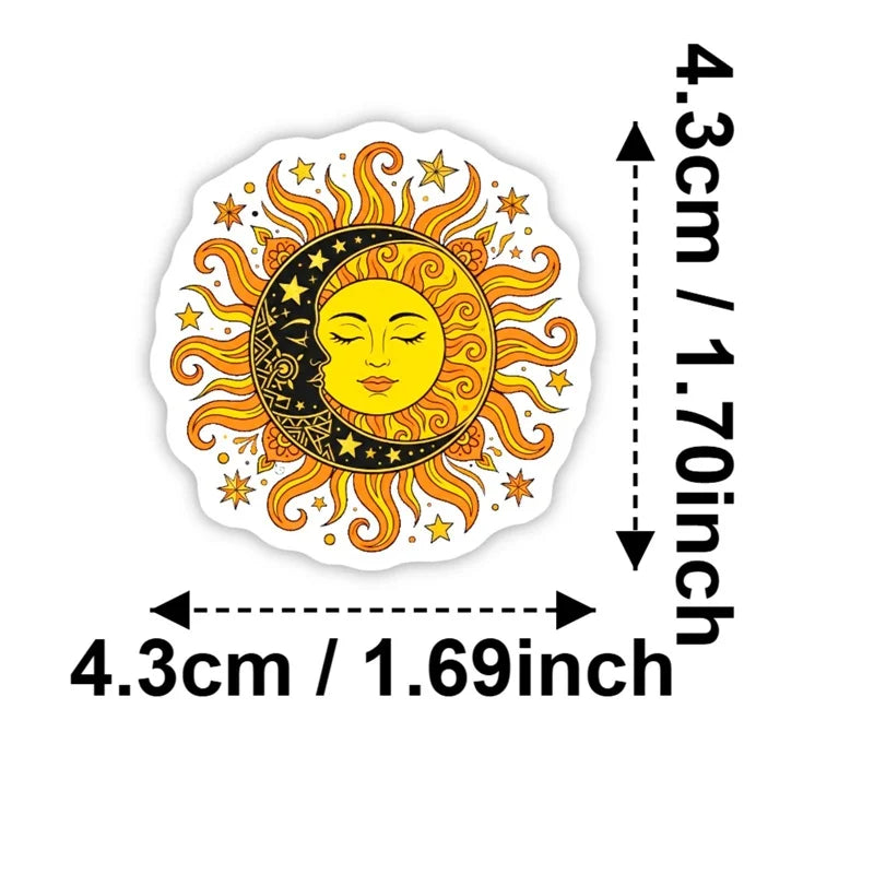 10/30/50PCS Yellow Datura Sun Sticky PVC Sticker Stationery DIY Laptop Luggage Skateboard Decoration Scrapbooking for Kids