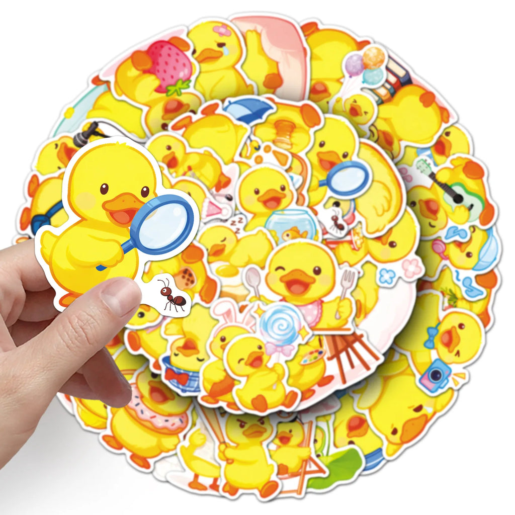 50/100PCS Cute Duck Stickers Q Edition Cute Yellow Hairy Cute Pet Waterproof Decorative Stickers