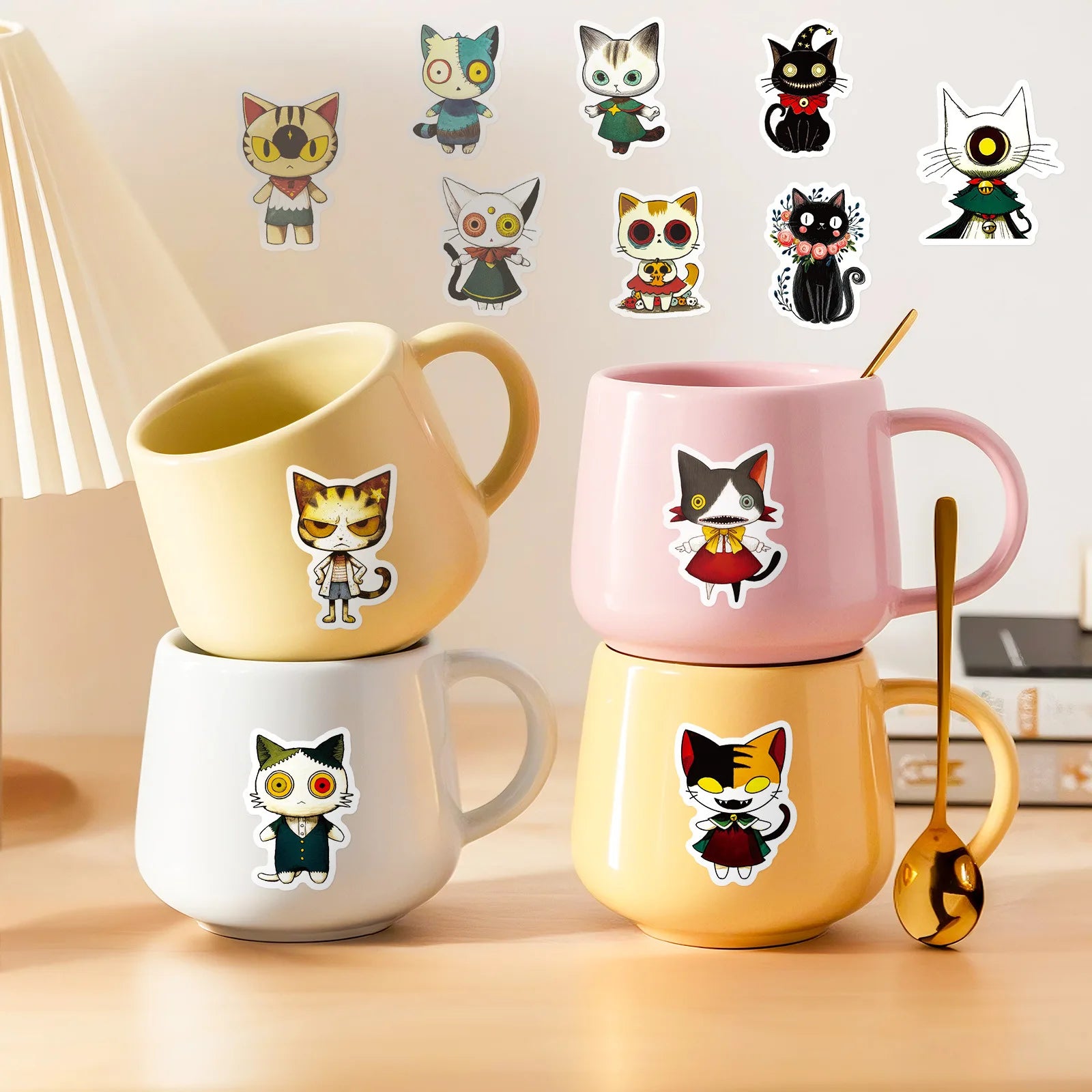 56/112 Pcs New Fun Cat Japanese Vintage Cartoon Stickers DIY for Tablet Skateboard Phone Desk Wall Fridge Fade Resistant Decals