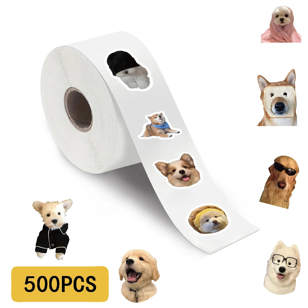 500PCS Kawaii Cute Dog Roll Sticker Cute Waterproof Graffiti Cartoon Cafe Skateboard Car Gift Watercolor Laptop Phone Decals ﻿